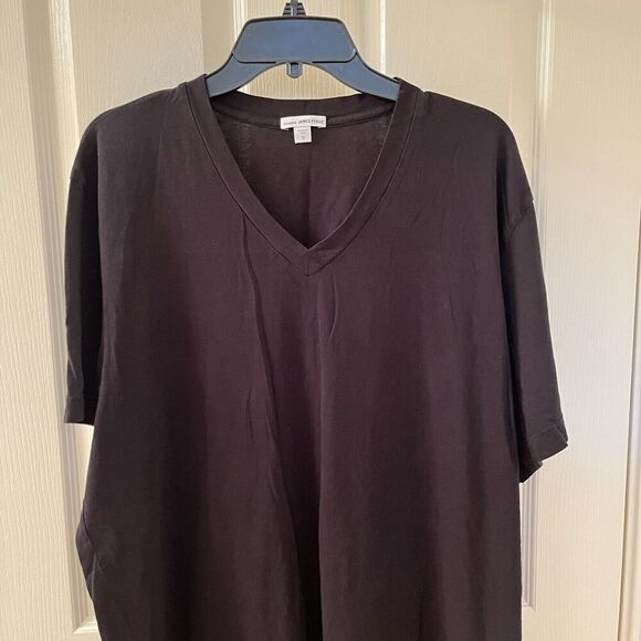 Standard James Perse Black Short Sleeve V Neck T-Shirt Men's Size 5 XXL MLJ3352 - Picture 2 of 10